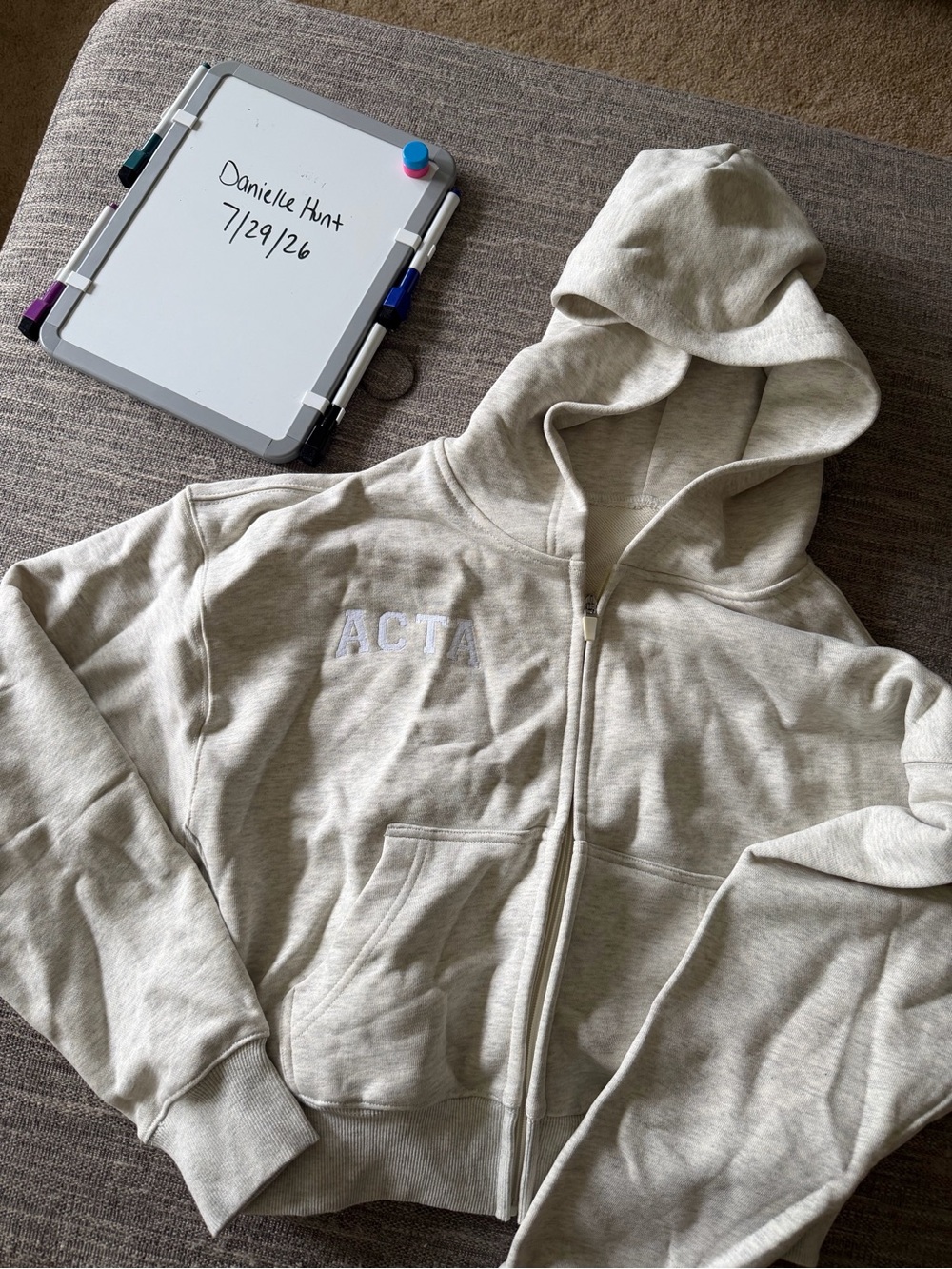 ACTA Light Beige Zip-Up Hoodie - Women's Casual Sweatshirt